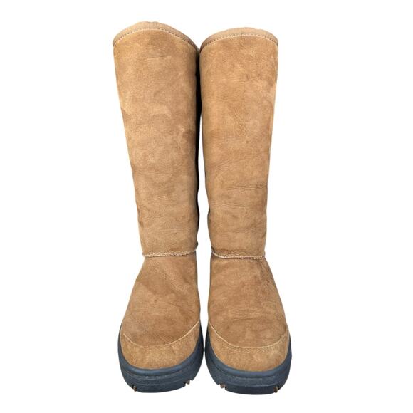 UGG Ultimate Tall Braid Brown Suede Shearling Lined Winter Boots Size US 7 - Picture 7 of 10